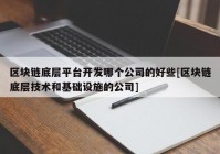 区块链底层平台开发哪个公司的好些[区块链底层技术和基础设施的公司]